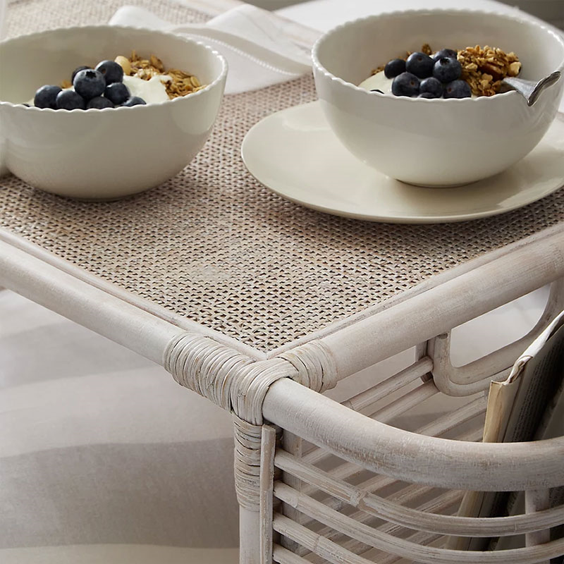 Whitewashed Rattan Breakfast In Bed Tray, Natural-1