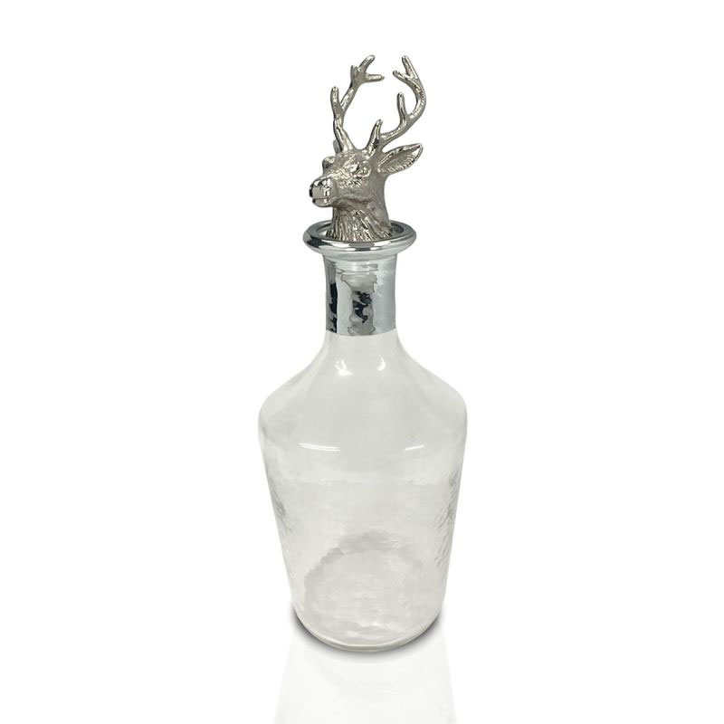 Stag Decanter with Stopper, D12.5 x H21cm, Nickel-1