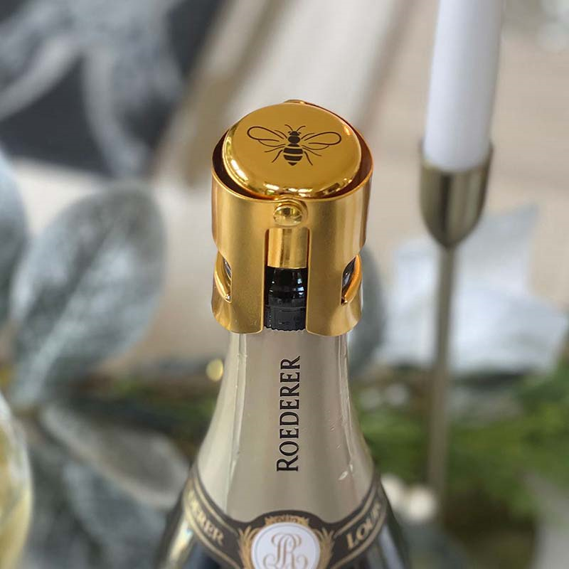 Bee Champagne/Prosecco Stopper, H6cm, Gold-0