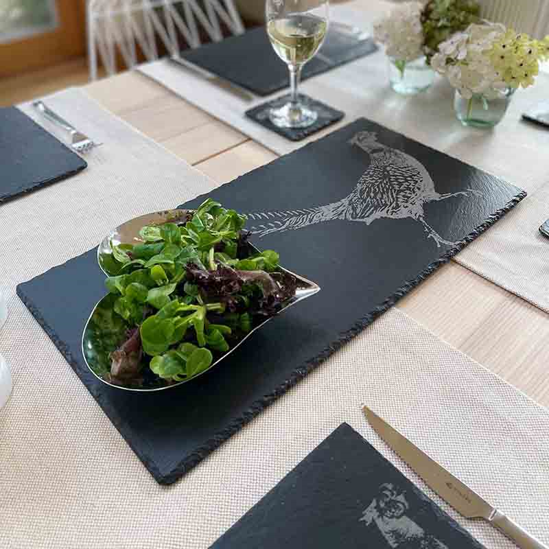 Pheasant Slate Table Runner, H25 x W50cm, Black-0