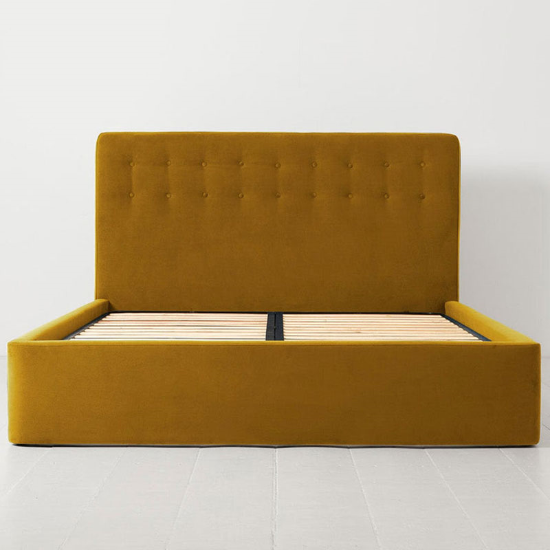 Bed 01 Velvet King Size Frame, Mustard-2