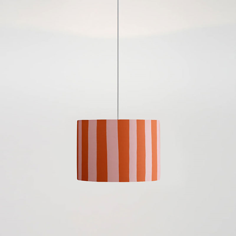 Stripe Drum Shade, 35cm, Pink & Orange-1