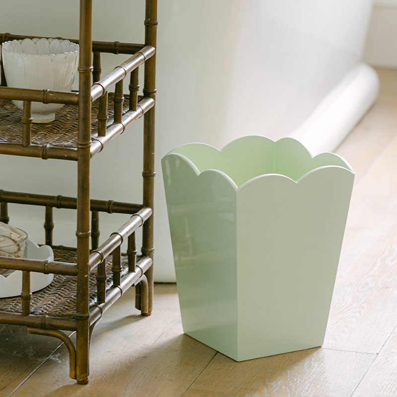 Lacquered Scallop Bin, H30cm, Sage-0