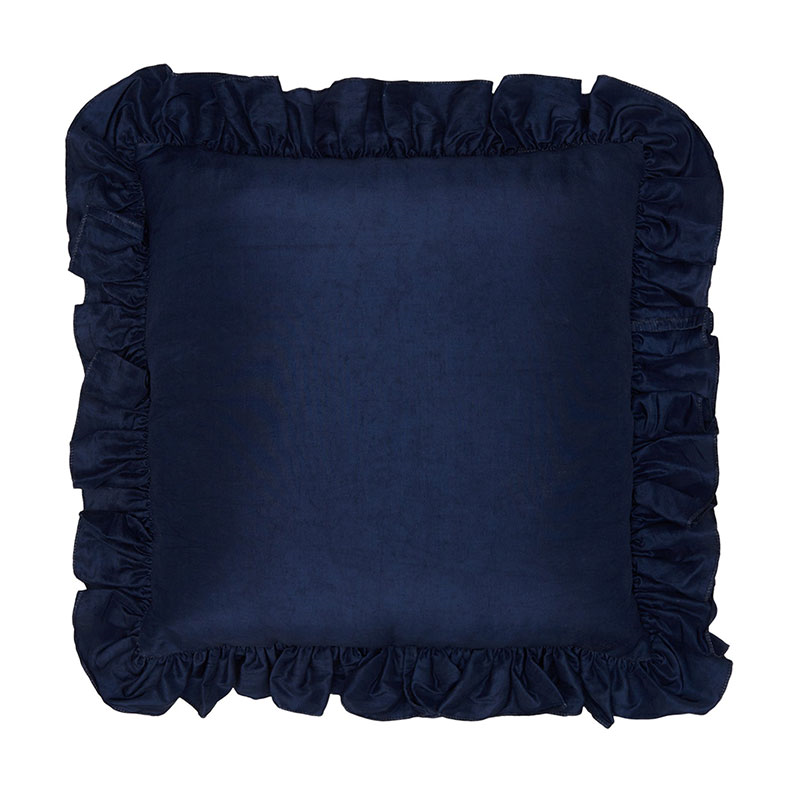 Neela Ruffle Cushion, 42cm x 42cm, Night Blue-1