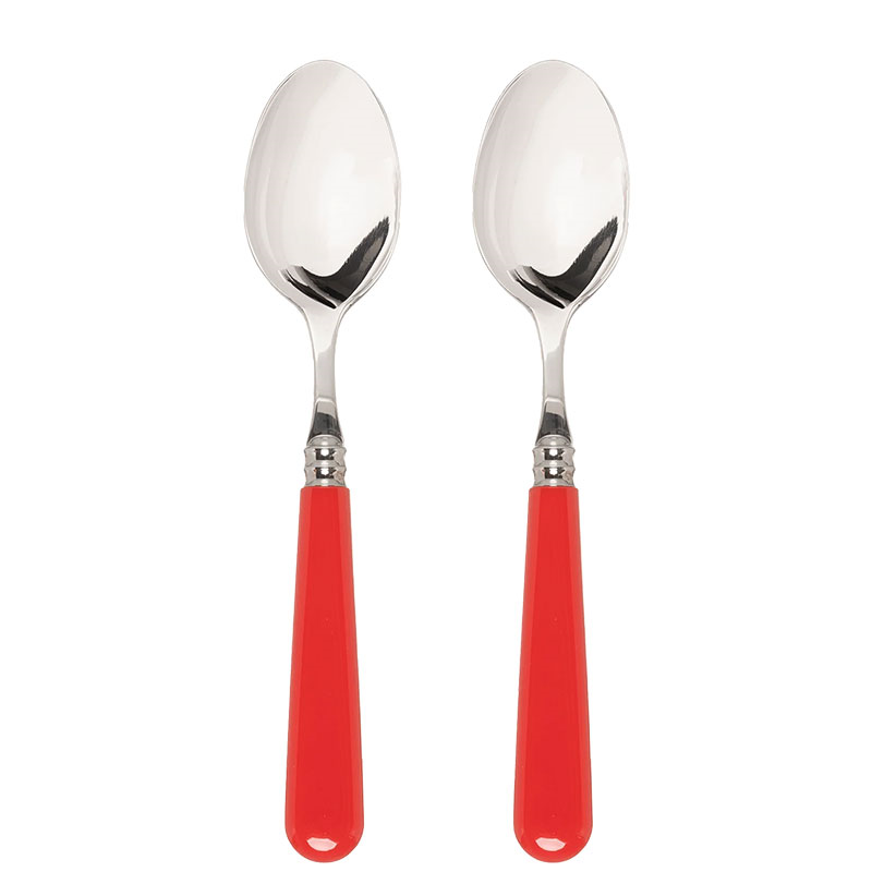 Set of 2 Dessert Spoons, Classic Red-0