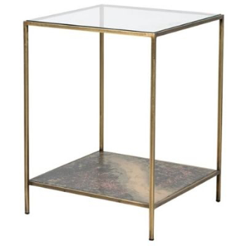 Side Table, Iron, Oxidised Effect With Glass Top, iron-0