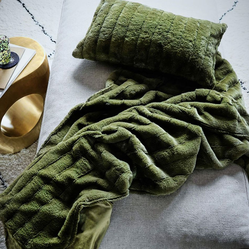 Ribbed Throw, 170 x 160cm, Olive-0