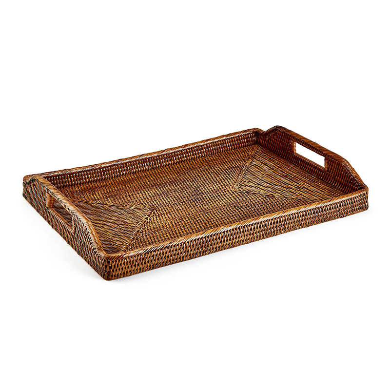 Rattan Serving Tray, Large 55cm, Brown-1