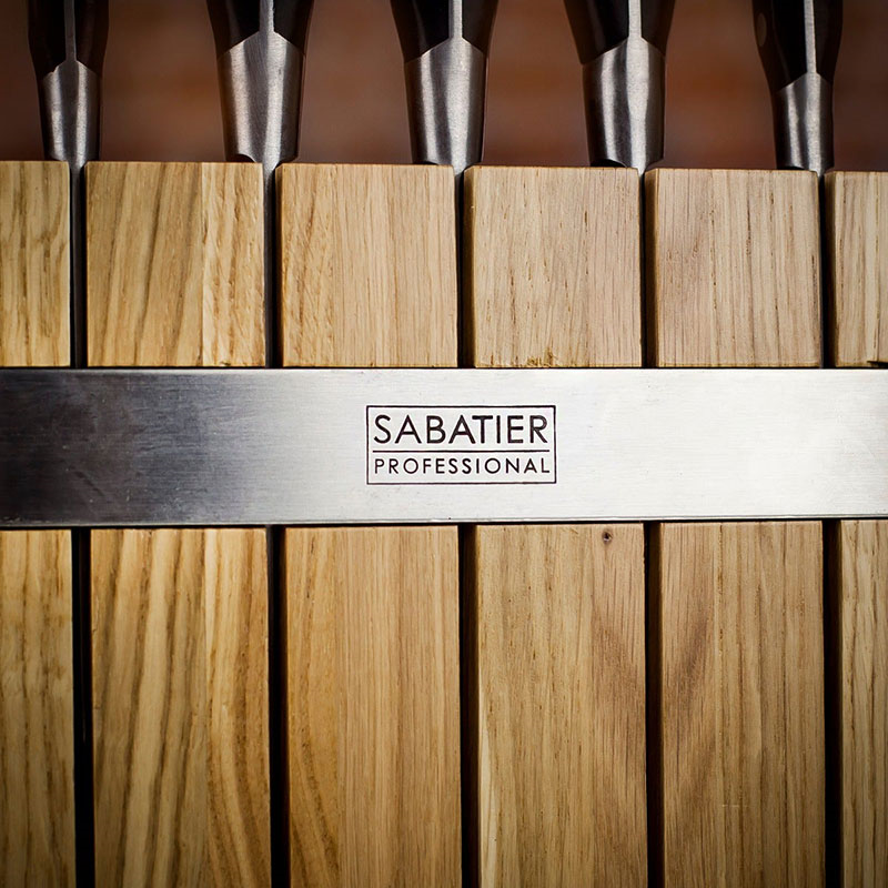 Knife Block, Oak with 5 Sabatier Knives-3