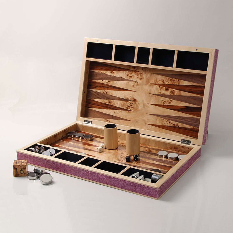 Backgammon Board, 54 x 34cm, Pink Shagreen-0