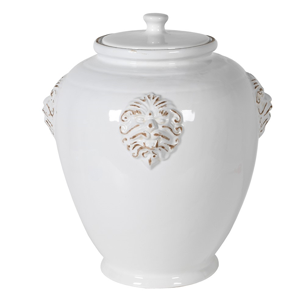 Zeus Lidded Jar, H43cm, White-0