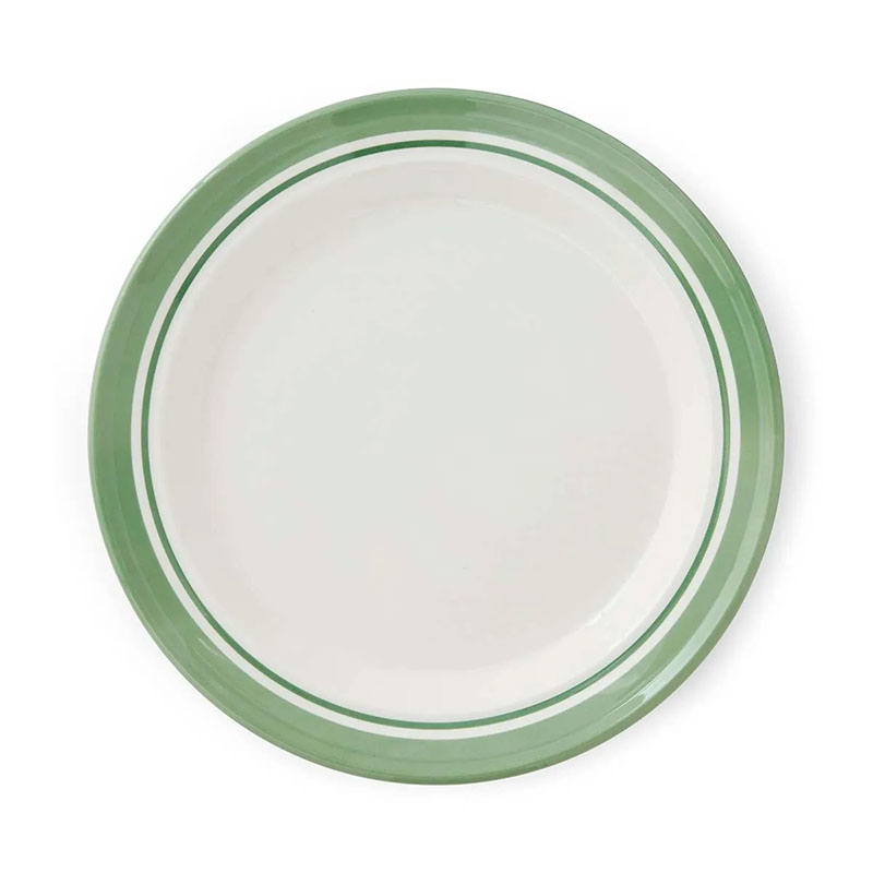 Potter's Stripe Set of 4 Dinner Plates, D26cm, Green-5