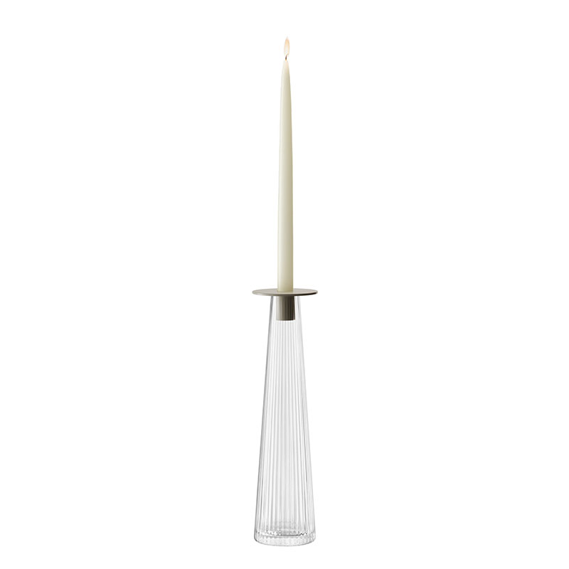 Beacon Candle Holder, H34cm, Concrete Grey & Clear-6