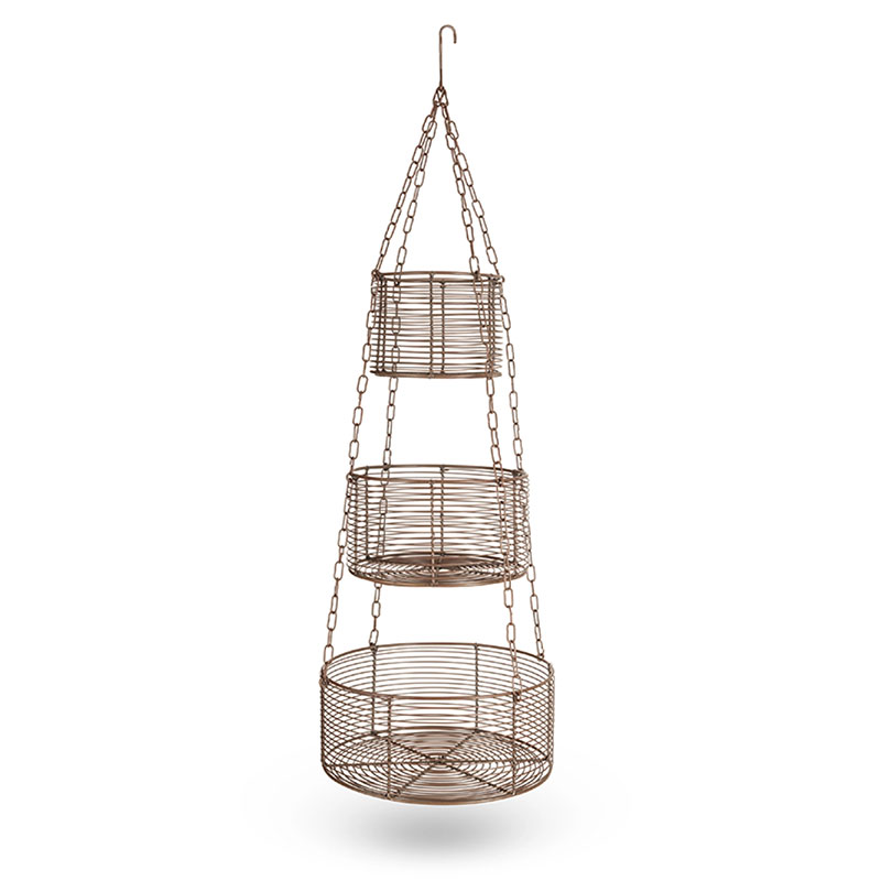 Inkollu Hanging Basket Set, D30cm, Aged Brass-1