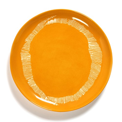 Ottolenghi Set of 2 medium plates, D23, Yellow And White-0