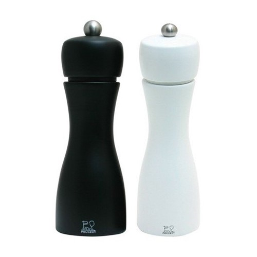 Tahiti Salt and pepper mill, 15cm, black and white-0