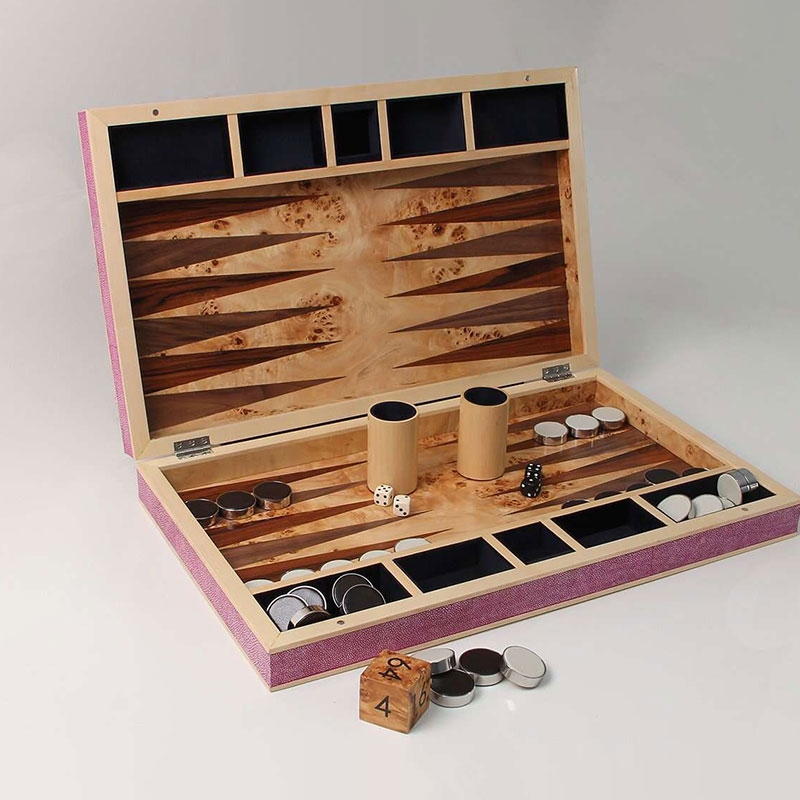 Backgammon Board, 54 x 34cm, Pink Shagreen-3