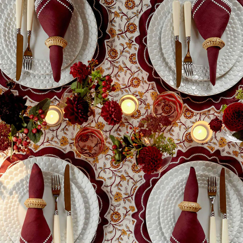 Petals Tablecloth, 150 x 300cm, Burgundy-0