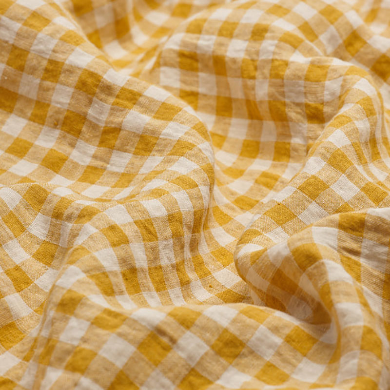 Gingham Standard  Linen Pillowcase Pair, Honey-2