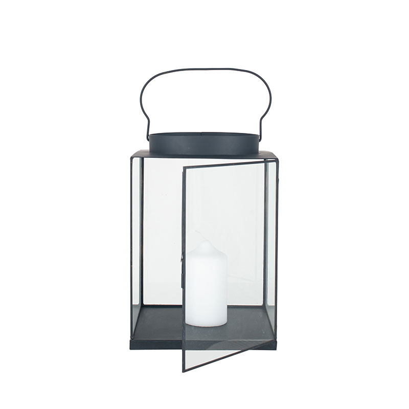 Metal Lantern, H26cm, Black-3