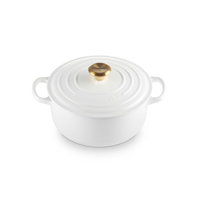 Cast Iron Round Casserole, 20cm, White-5