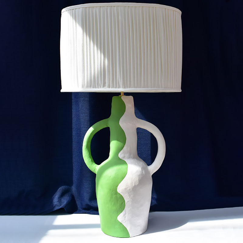 Rumba Wave Table Lamp, H54cm, Green & White-0