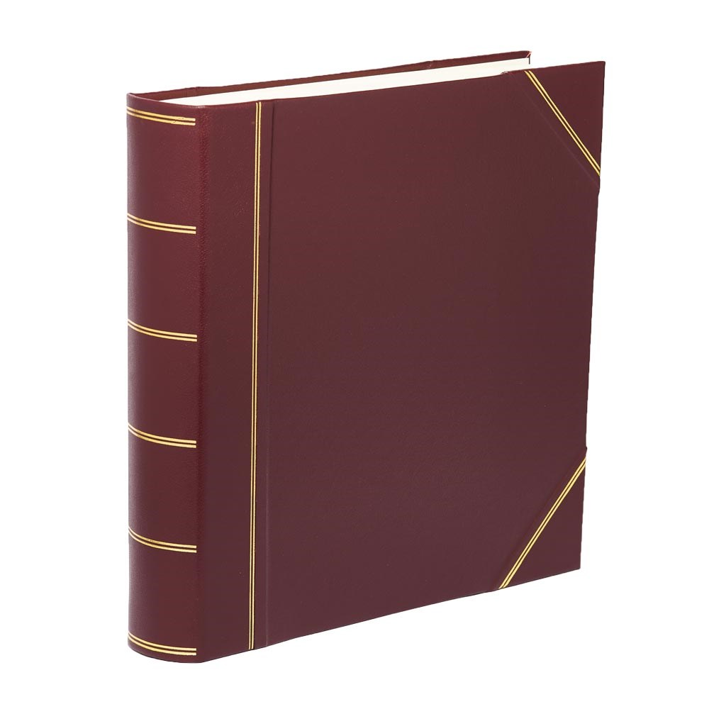 Classic Half Bound Square 70 Page Photo Album, L36 x W36cm, Burgundy Hide-0