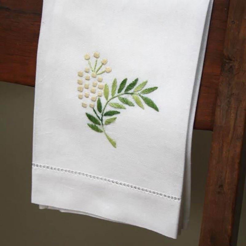 Mimosa Hand Towel, 38 x 58cm, White/Green/Cream-0