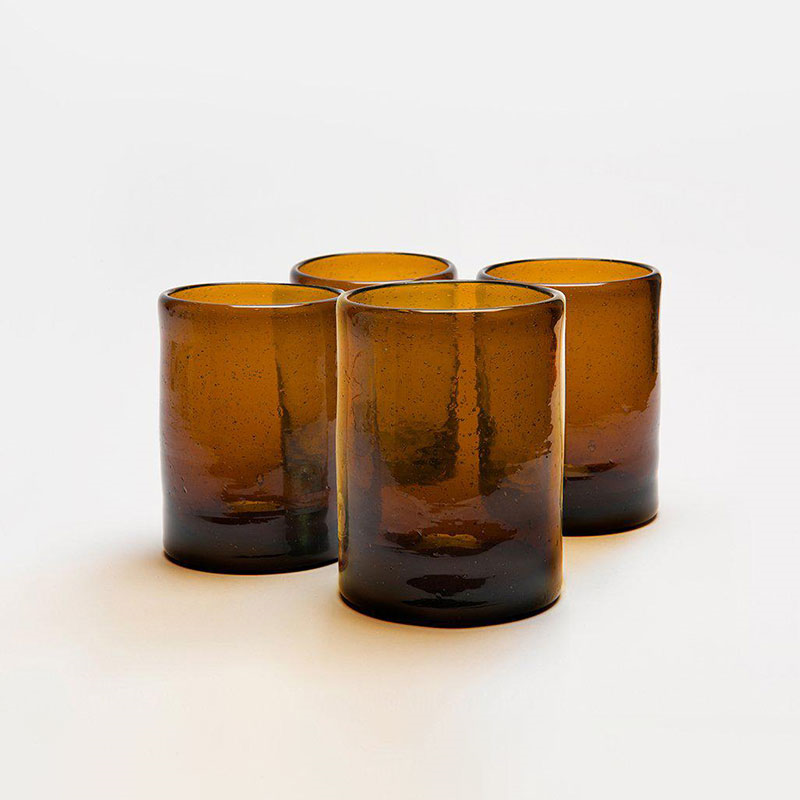 Zomi Set of 4 Tumblers, H10.5cm, Amber-0