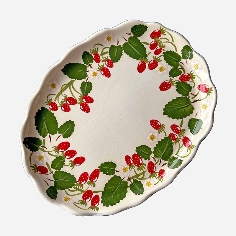 Minnie-Mae Studio Woodland Strawberry Serving Platter, 27cm x 21cm, Multi-1