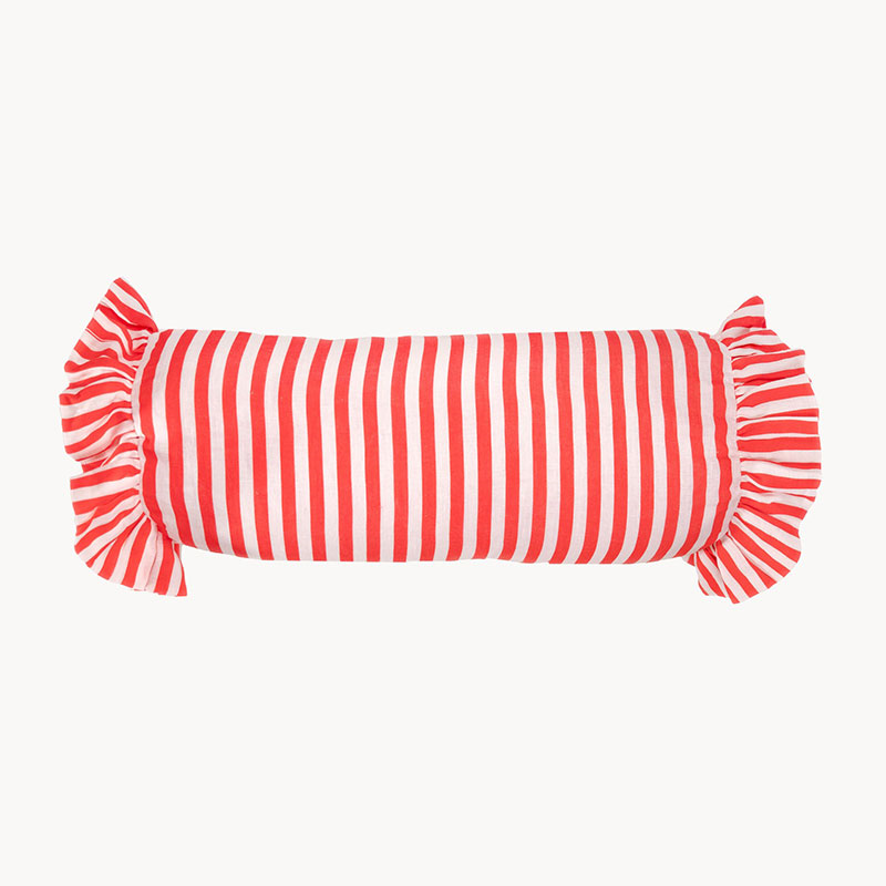 Stripe Bolster Cushion Cover, 50 x 20cm, Cherry Red-1