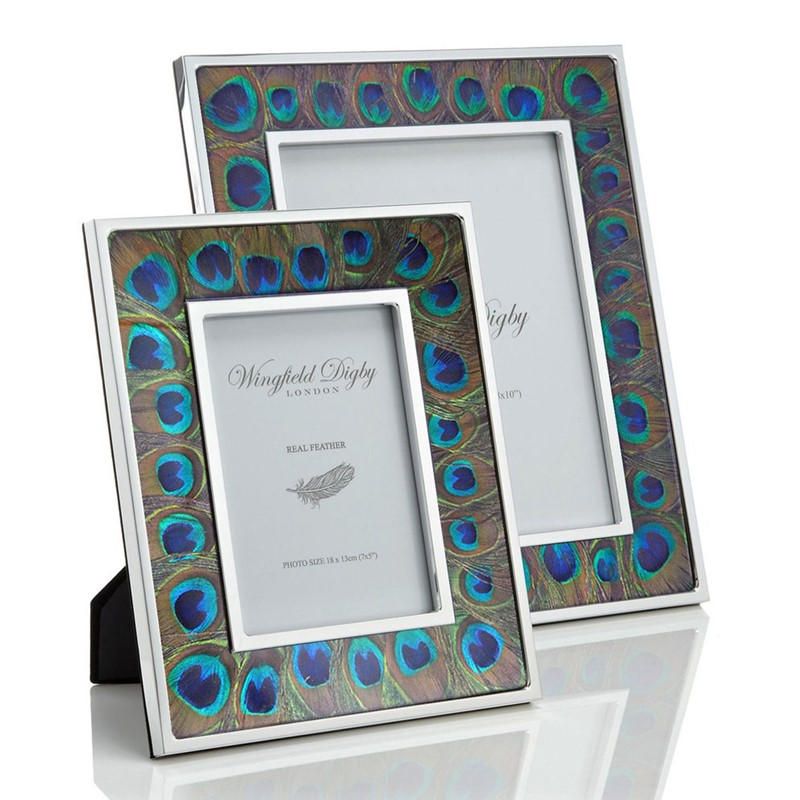 Feather and Glass Photo Frame, 5x7", Peacock-0