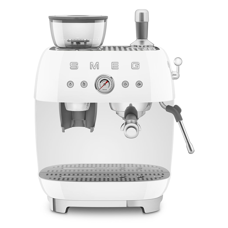 Espresso Coffee Machine with Grinder, White-0