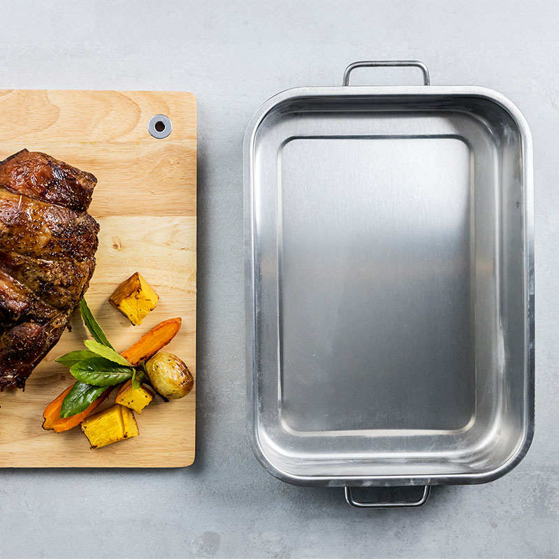 Deep roasting pan, 37 x 27cm, Stainless Steel-1