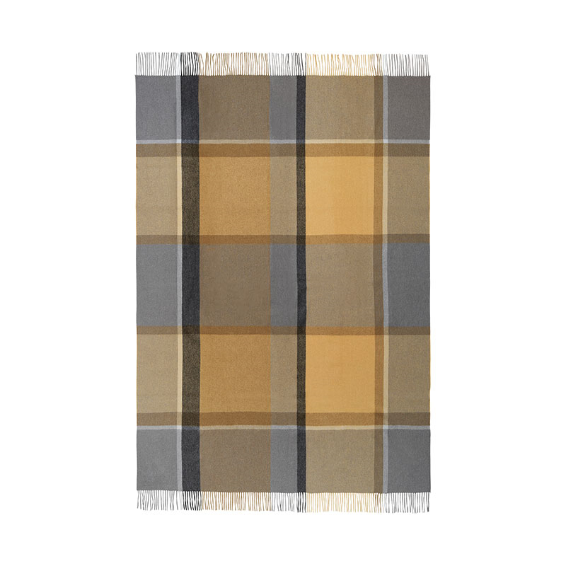 Manhattan Plaid Throw, H200cm x W130cm, Yellow/Smoked Glass-1