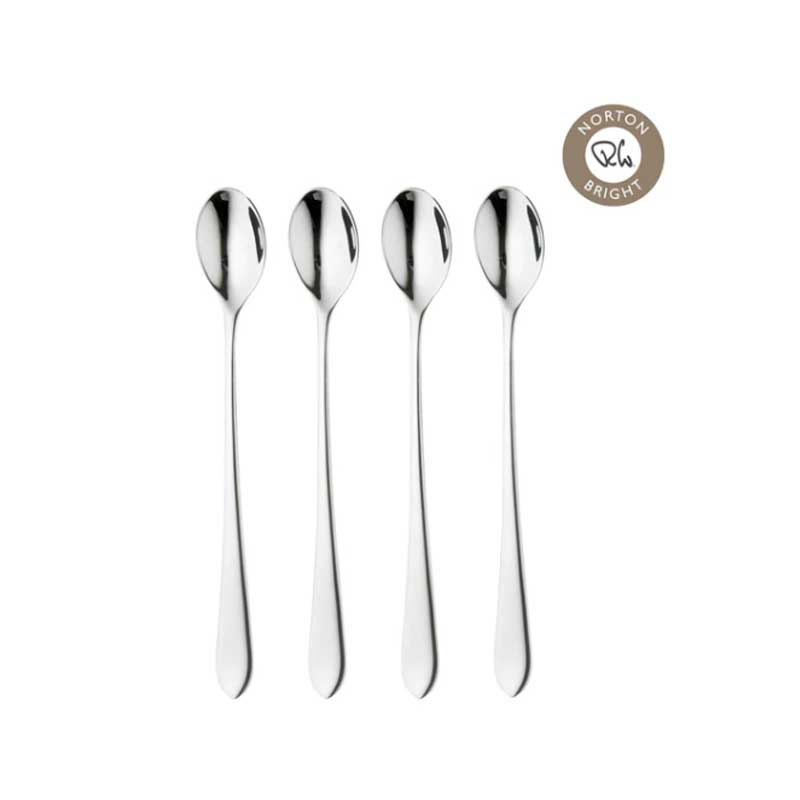 Norton Bright Long Handled Spoon, Set of 4, Stainless Steel-0