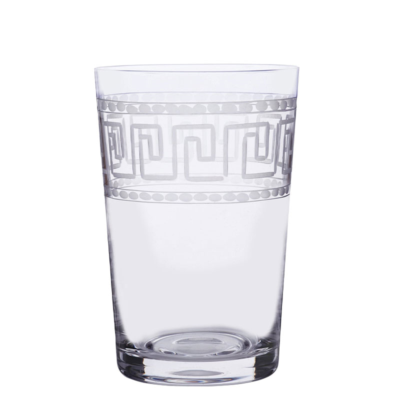 Greek Key Set of 6 Crystal Tumblers, 260ml, Clear-0