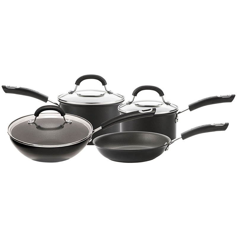 Total Anodised Non-Stick 4 Piece Pan Set, Black-0