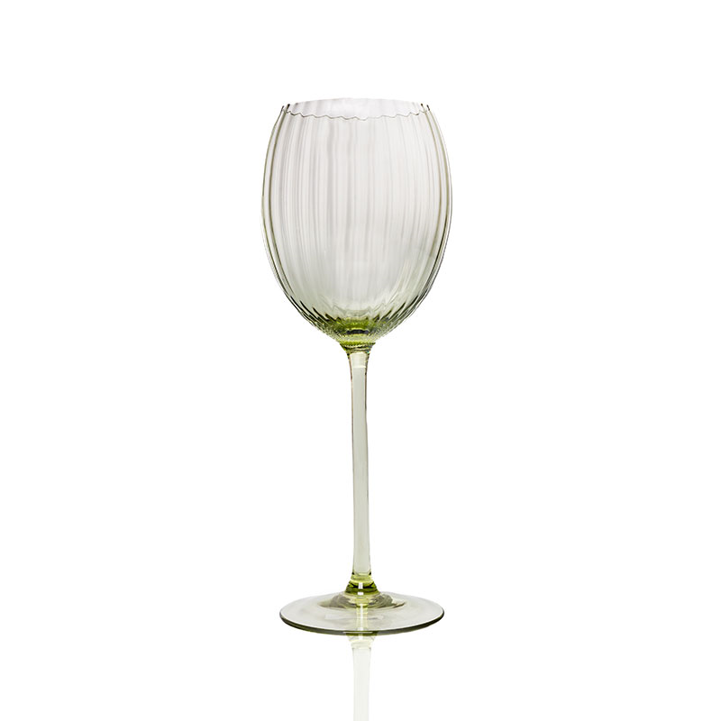 Lyon Set of 2 White Wine Glasses, 380ml, Olive Green-0