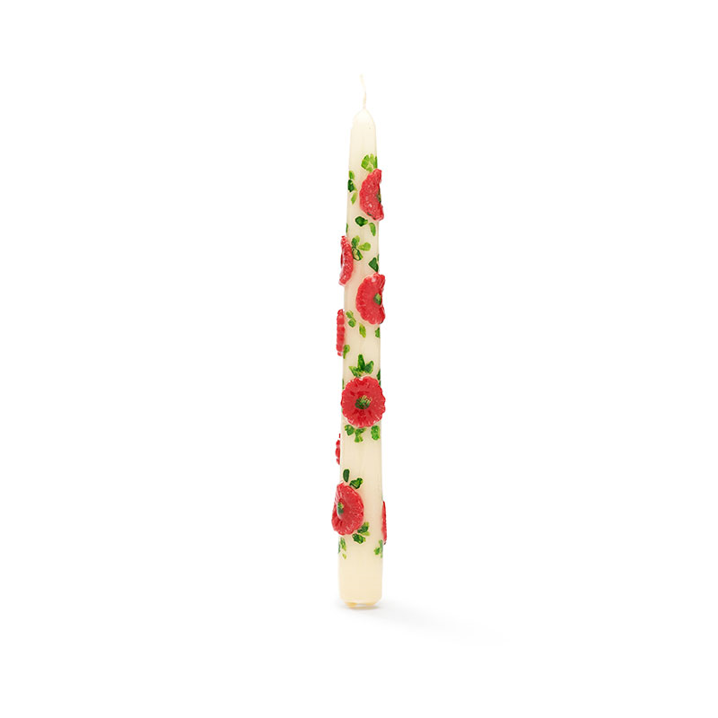 Flower Set of 2 Candles, H25cm, Red-1