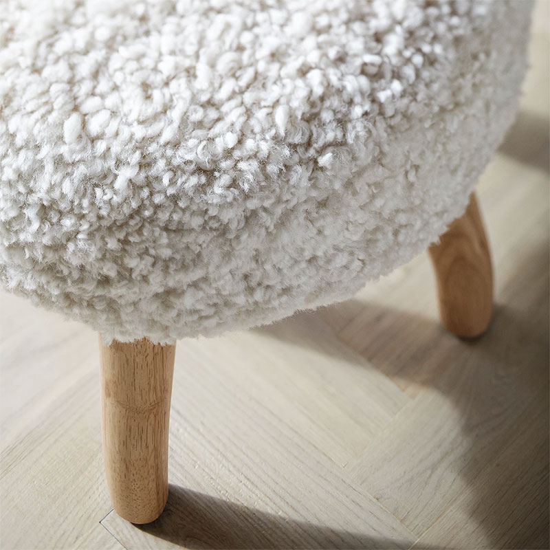 Sheepskin Stool, H47cm x W40cm, Pearl-2