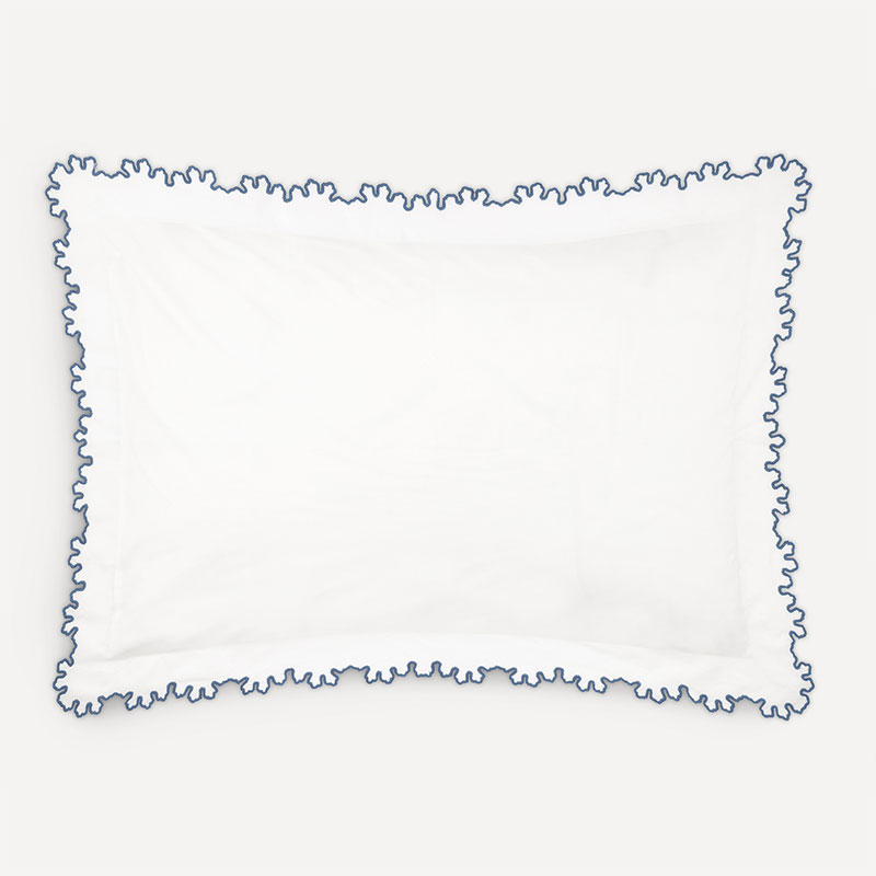 Thea Scalloped Oxford Pillowcase, Standard, Denim-1