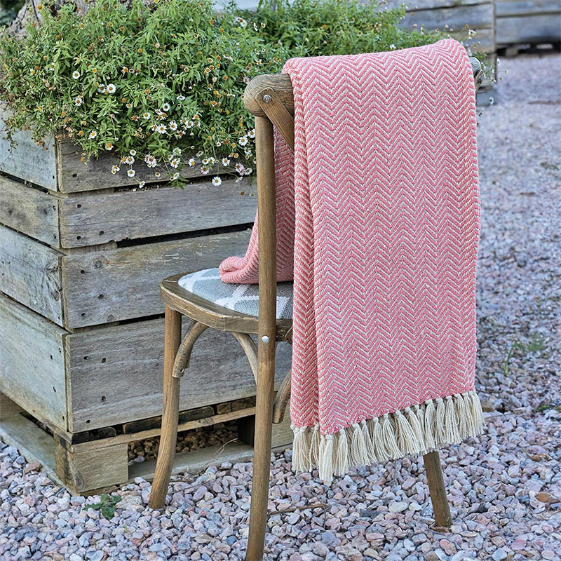 Herringbone Blanket, 250cm x 130cm, Coral-0