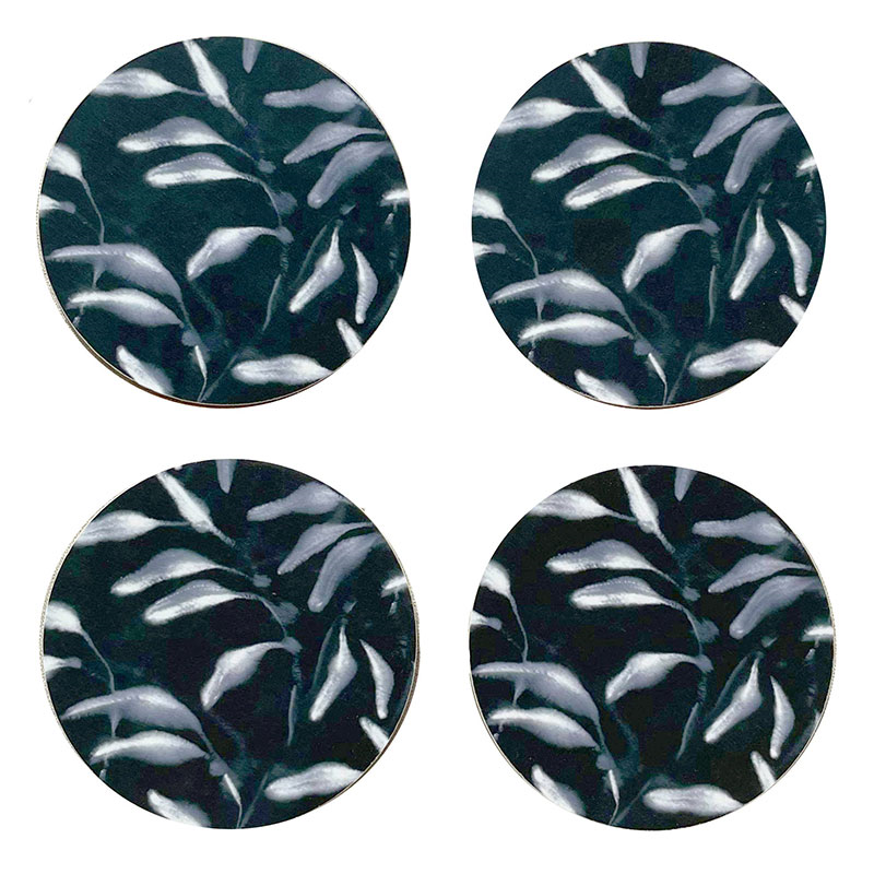 Amongst Set of 4 Coasters, D10cm, Black Navy-0