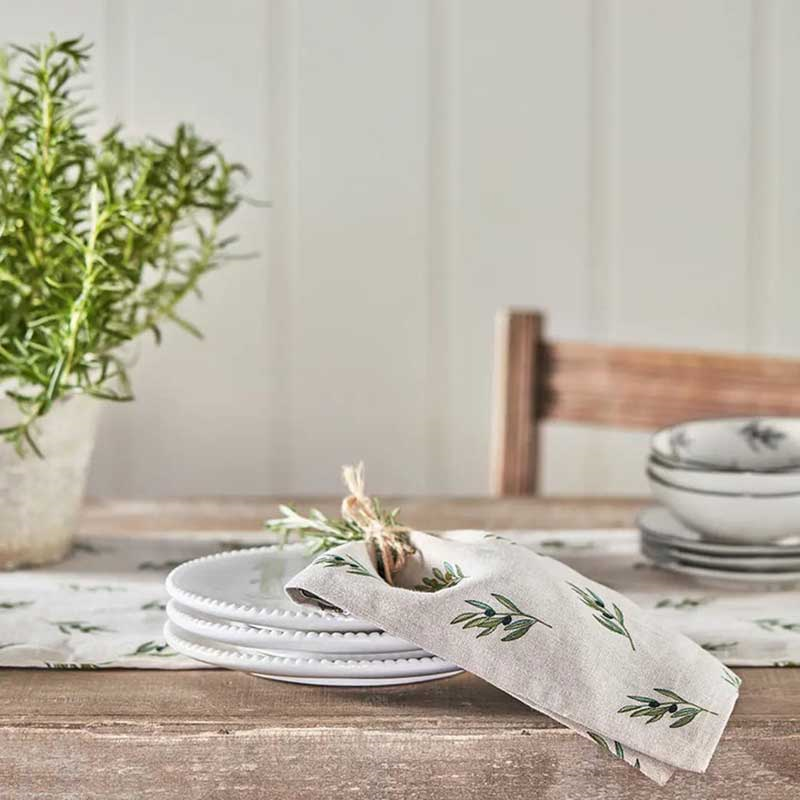 Olive Branch Set of 4 Napkins, Neutral-3