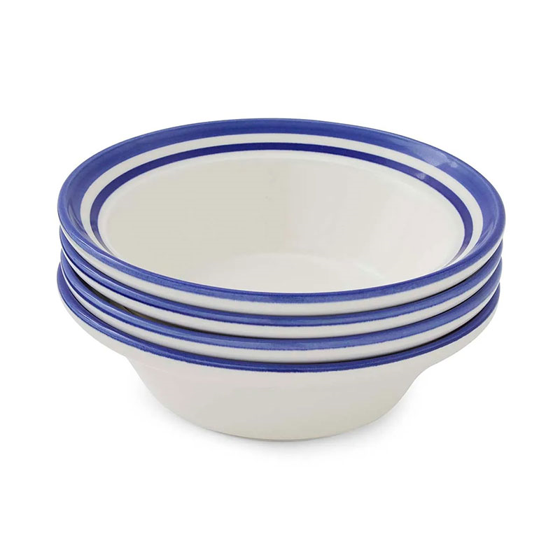 Potter's Stripe Set of 4 Oatmeal Bowls, D16.5cm, Blue-3