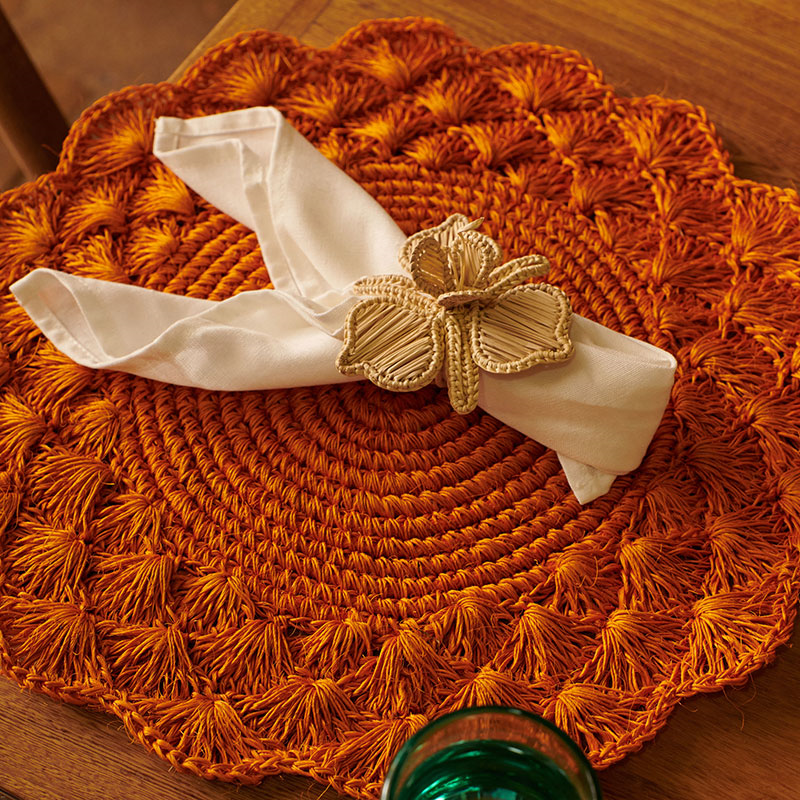 Clara Set of 2 Woven Placemats, D39cm, Terracotta-1