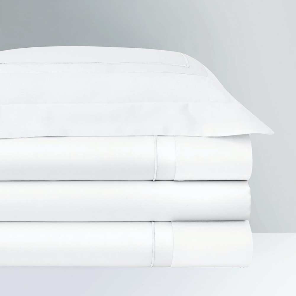 Lutece - 300 Thread Count Egyptian Cotton Sateen King/super king flat sheet, 270 x 295cm, Blanc-2