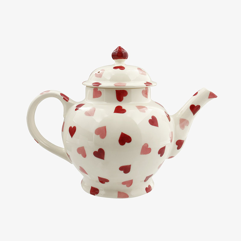 Pink Hearts Teapot, 1.6l, Cream-3