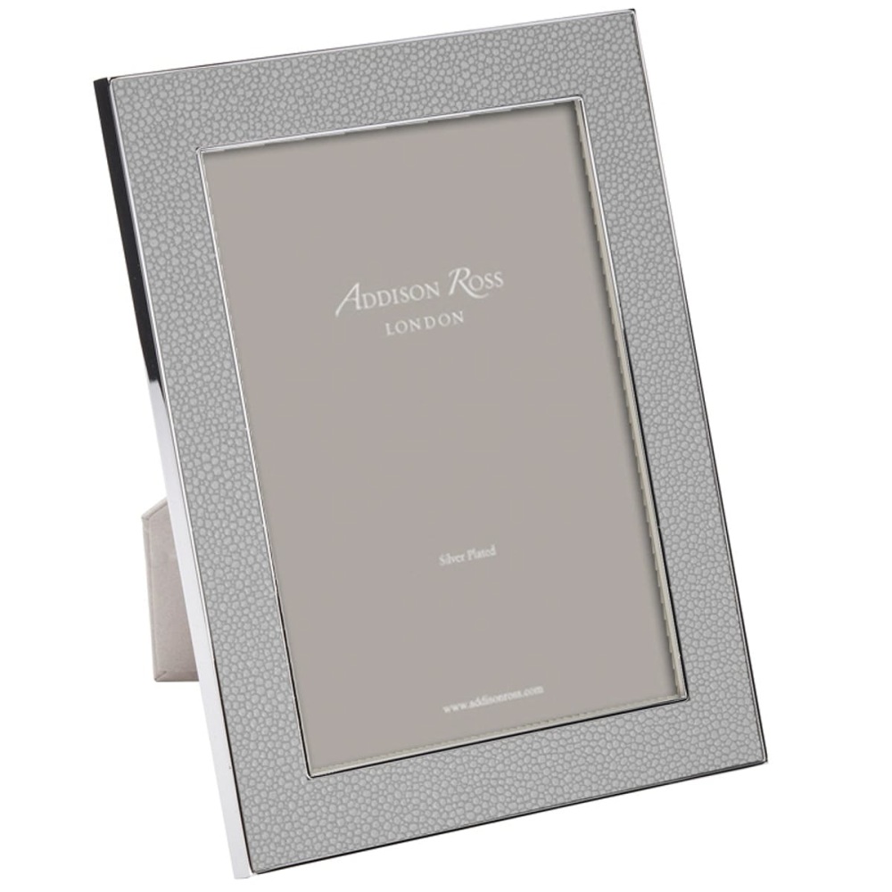 Faux Shagreen Photograph frame, 8 x 10" with 24mm border, Grey With Silver Plate-1